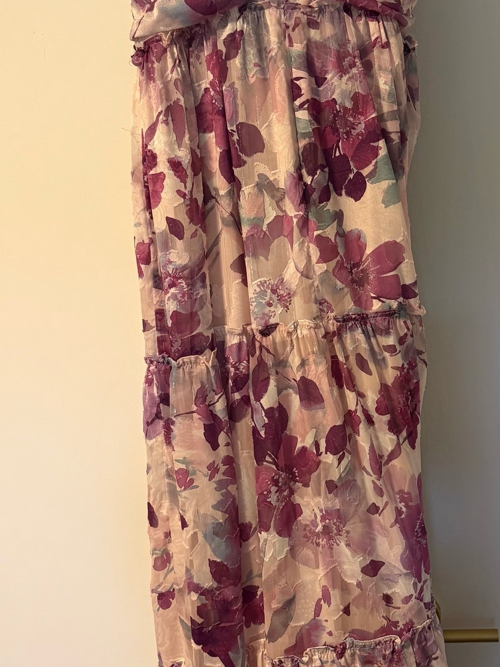 Chelsea28 Mauve Pink Floral Tiered Maxi Dress